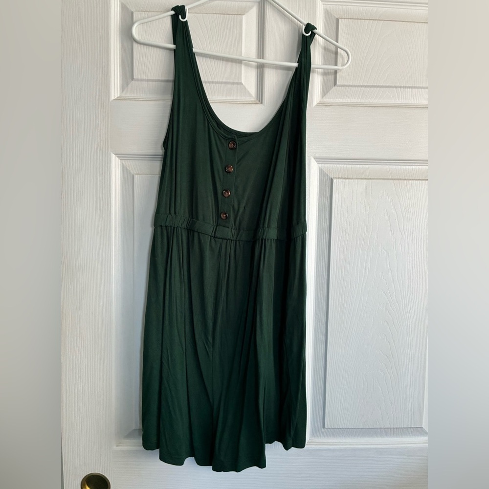 Verdusa Women's Maternity Scoop Neck Button Front High Waist Tank Romper